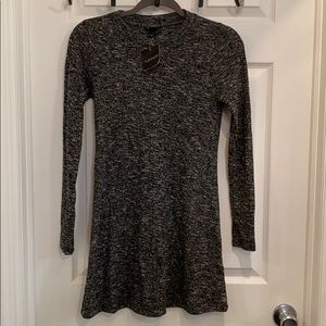 Topshop Gray Long Sleeve Sweater Dress